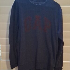 GAP Men's Navy Crewneck with Maroon Logo
